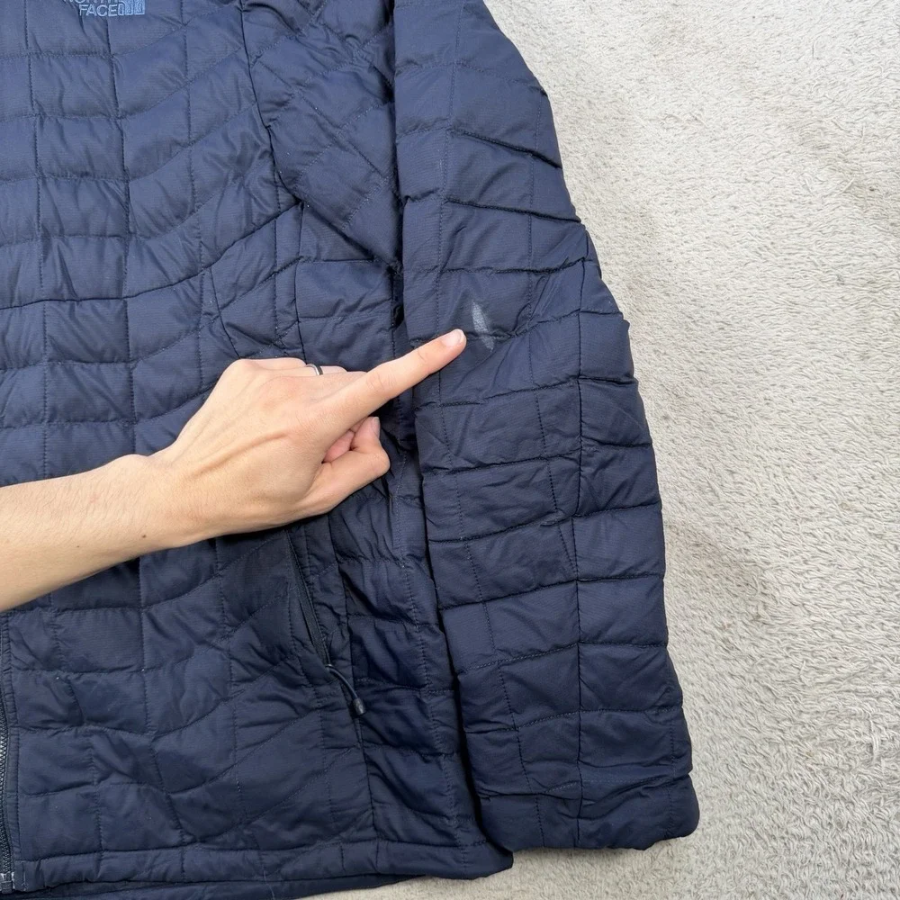 The North Face Jacket Mens Large Navy Thermoball Puffer Hooded Nylon Full Zip